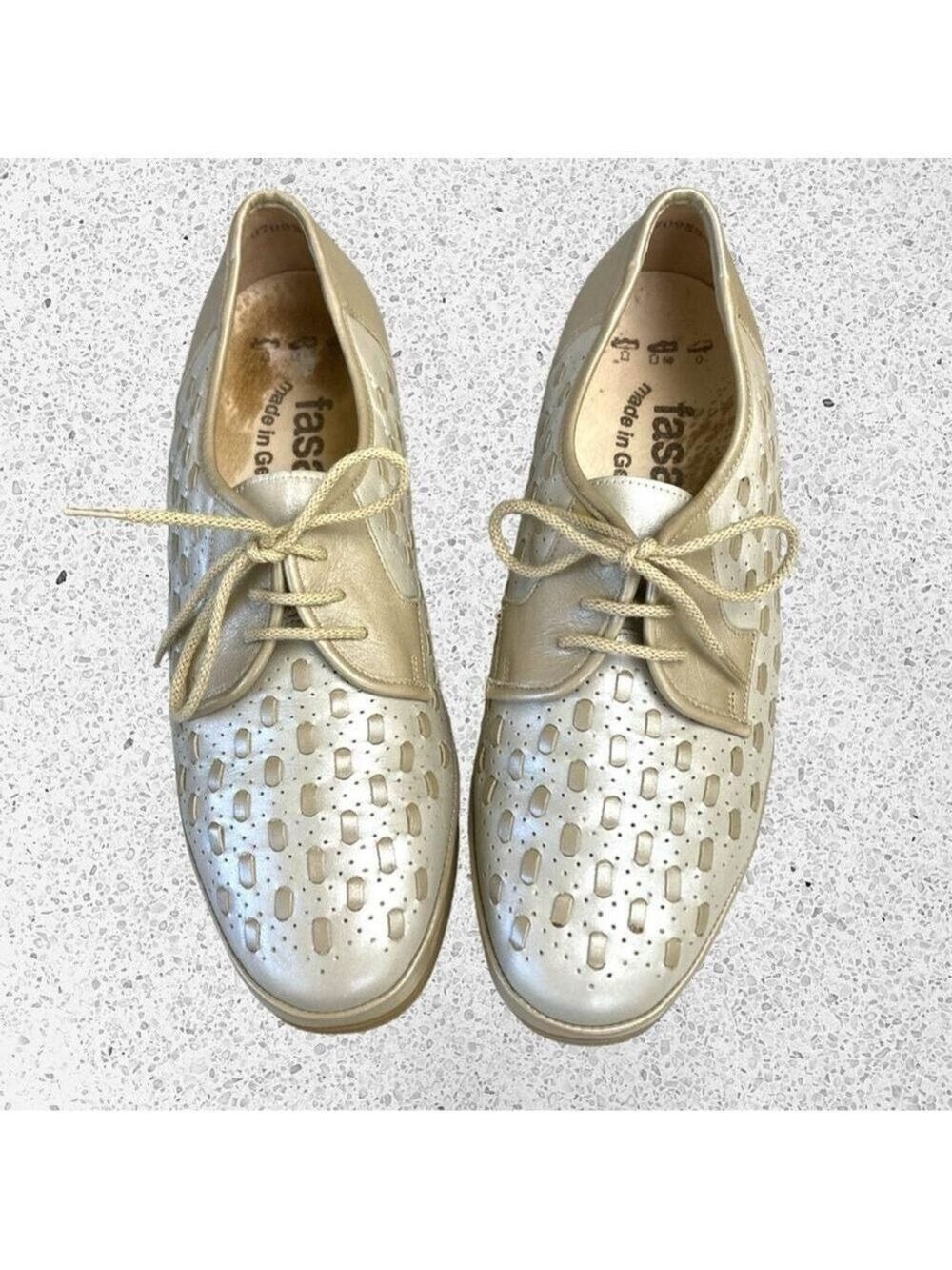 Fazan Two Tone Oxford Wedge Heel All Leather Spectator Shoes Women’s Sz. 7 - Picture 5 of 10